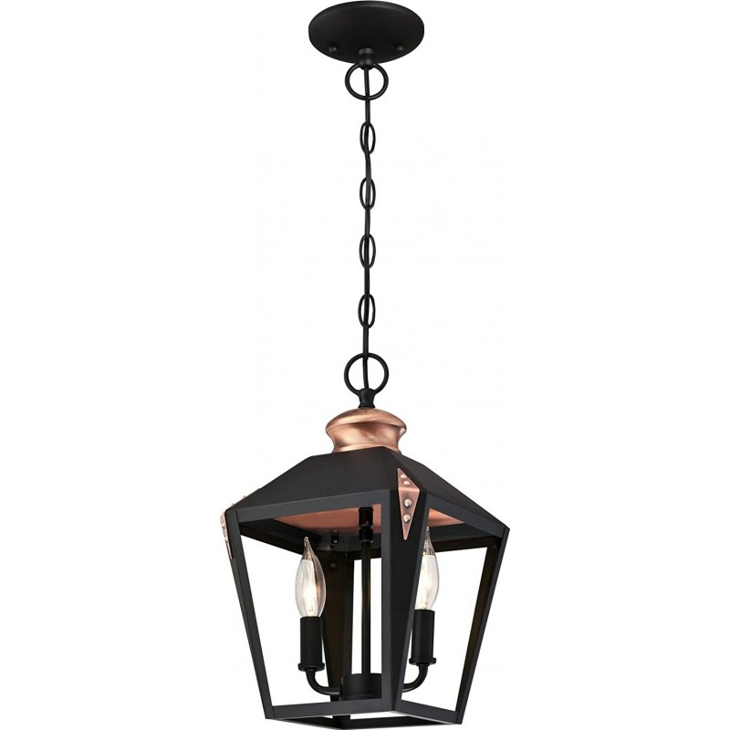 77,95 € Free Shipping | Hanging lamp 1W Cubic Shape 138×23 cm. 2 points of light. lampshade shaped lampshade Dining room, bedroom and lobby. Metal casting and Glass. Black Color