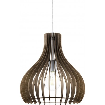 76,95 € Free Shipping | Hanging lamp Eglo 60W Conical Shape Ø 38 cm. Living room, bedroom and lobby. Modern Style. Steel and Wood. Brown Color