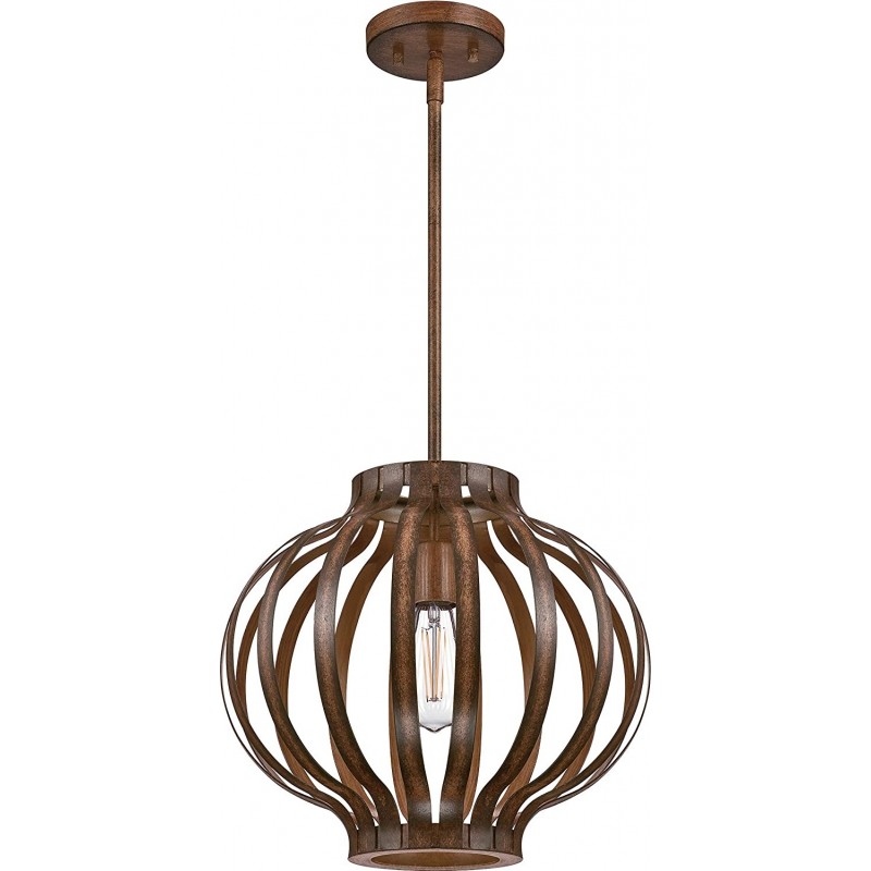 103,95 € Free Shipping | Hanging lamp 60W Spherical Shape 120×120 cm. Kitchen and dining room. Rustic Style. Metal casting and Wood. Brown Color