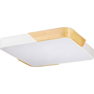 76,95 € Envio grátis | Luz de teto interna 36W 40×40 cm. Aço, acrílico e madeira. Cor branco