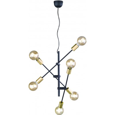 Lámpara de araña Trio 28W 150×55 cm. 6 puntos de luz Comedor, dormitorio y vestíbulo. Estilo moderno. Metal. Color negro
