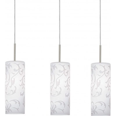 95,95 € Free Shipping | Hanging lamp Eglo 60W 110×72 cm. Triple focus Steel and glass. White Color