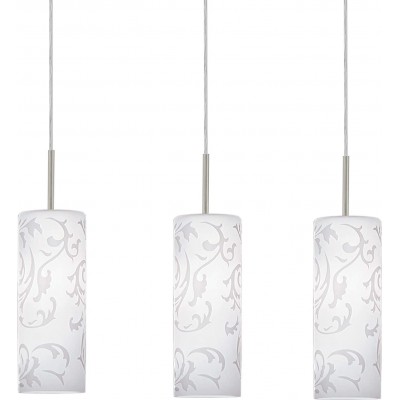 Lámpara colgante Eglo 60W Forma Cilíndrica 110×72 cm. Triple foco Dormitorio. Estilo diseño. Acero y Vidrio. Color blanco