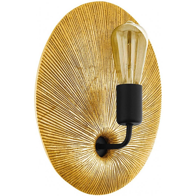 77,95 € Free Shipping | Indoor wall light Eglo Round Shape 33×29 cm. Living room, dining room and lobby. Vintage Style. Steel and PMMA. Golden Color