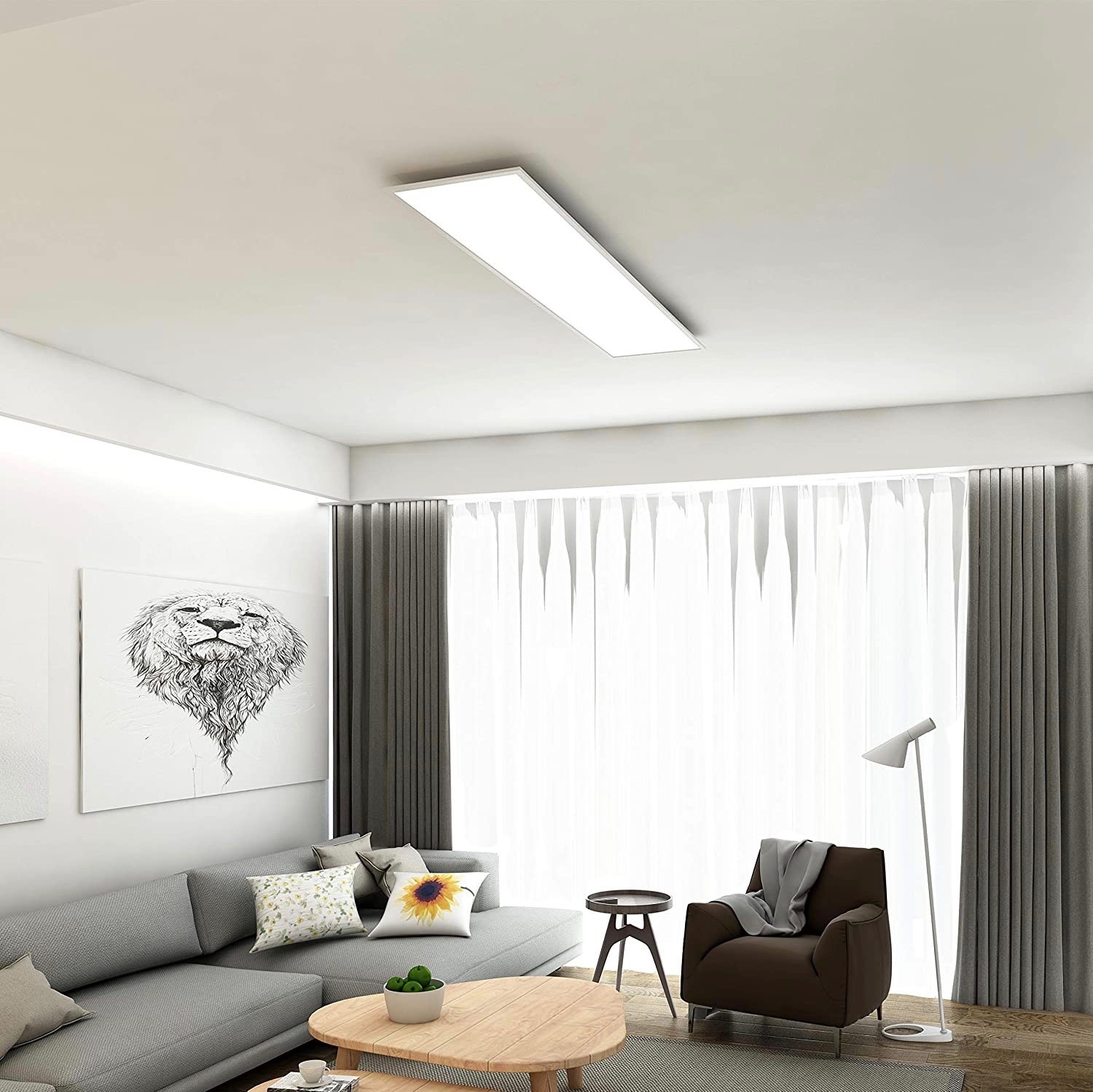 126,95 € Spedizione Gratuita | Plafoniera da interno 36W 120×30 cm. LED dimmerabili Telecomando Pmma e metallo. Colore bianca