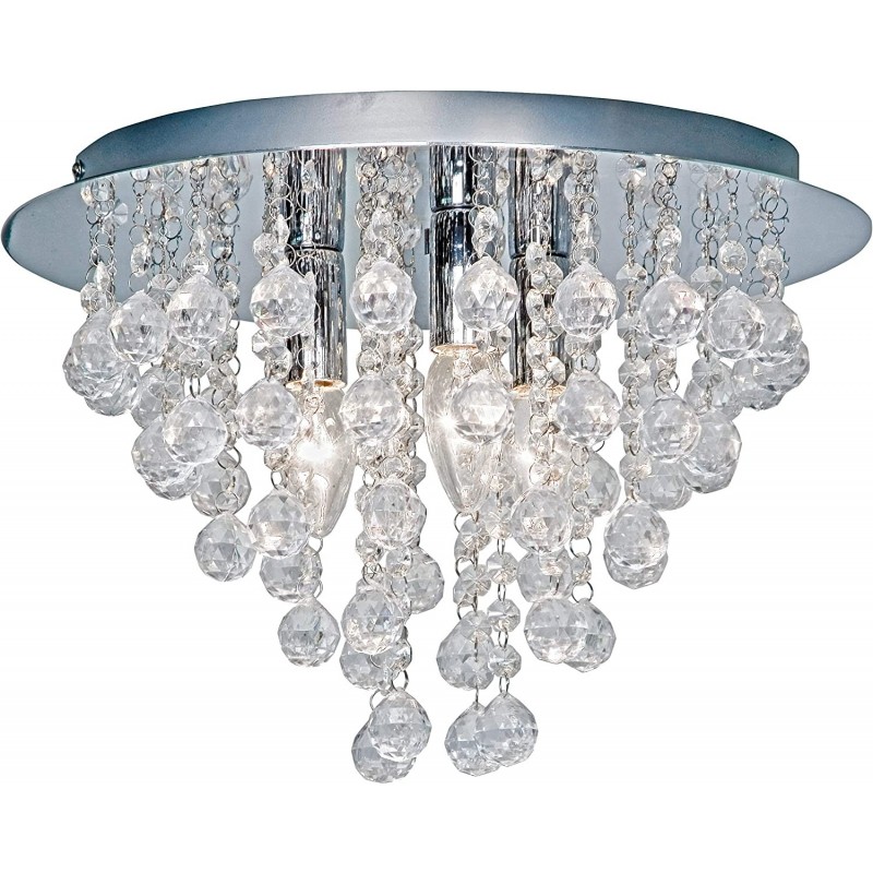 71,95 € Free Shipping | Ceiling lamp 40W 3000K Warm light. Round Shape Ø 38 cm. 3 points of light Living room, dining room and lobby. Modern Style. Crystal and Glass. Plated chrome Color