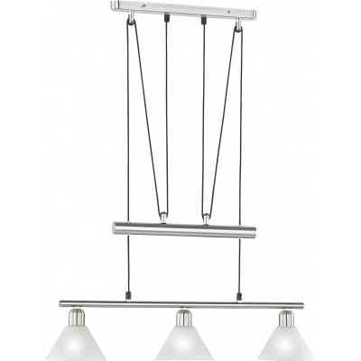 Lampe à suspension Trio 40W Façonner Conique 180×66 cm. Triple foyer Chambre. Style classique. Métal. Couleur blanc