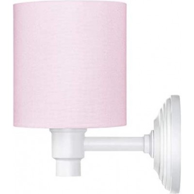 Aplique de pared interior 40W Forma Cilíndrica 24×21 cm. Salón, comedor y vestíbulo. Estilo clásico. Madera, Textil y Policarbonato. Color rosa