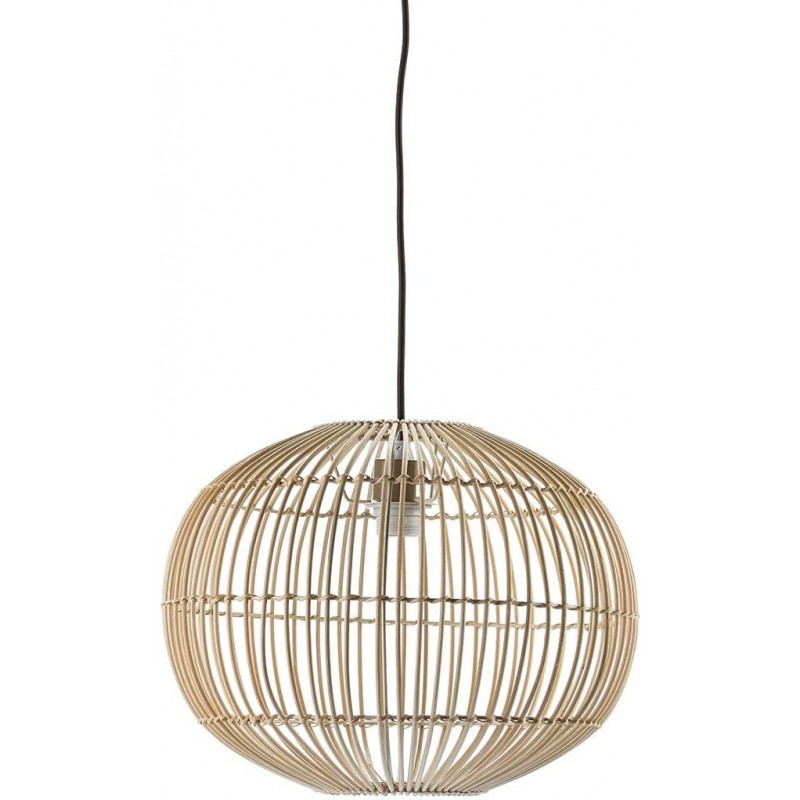 77,95 € Free Shipping | Hanging lamp Spherical Shape 36×34 cm. Living room, dining room and lobby. Rattan. Brown Color