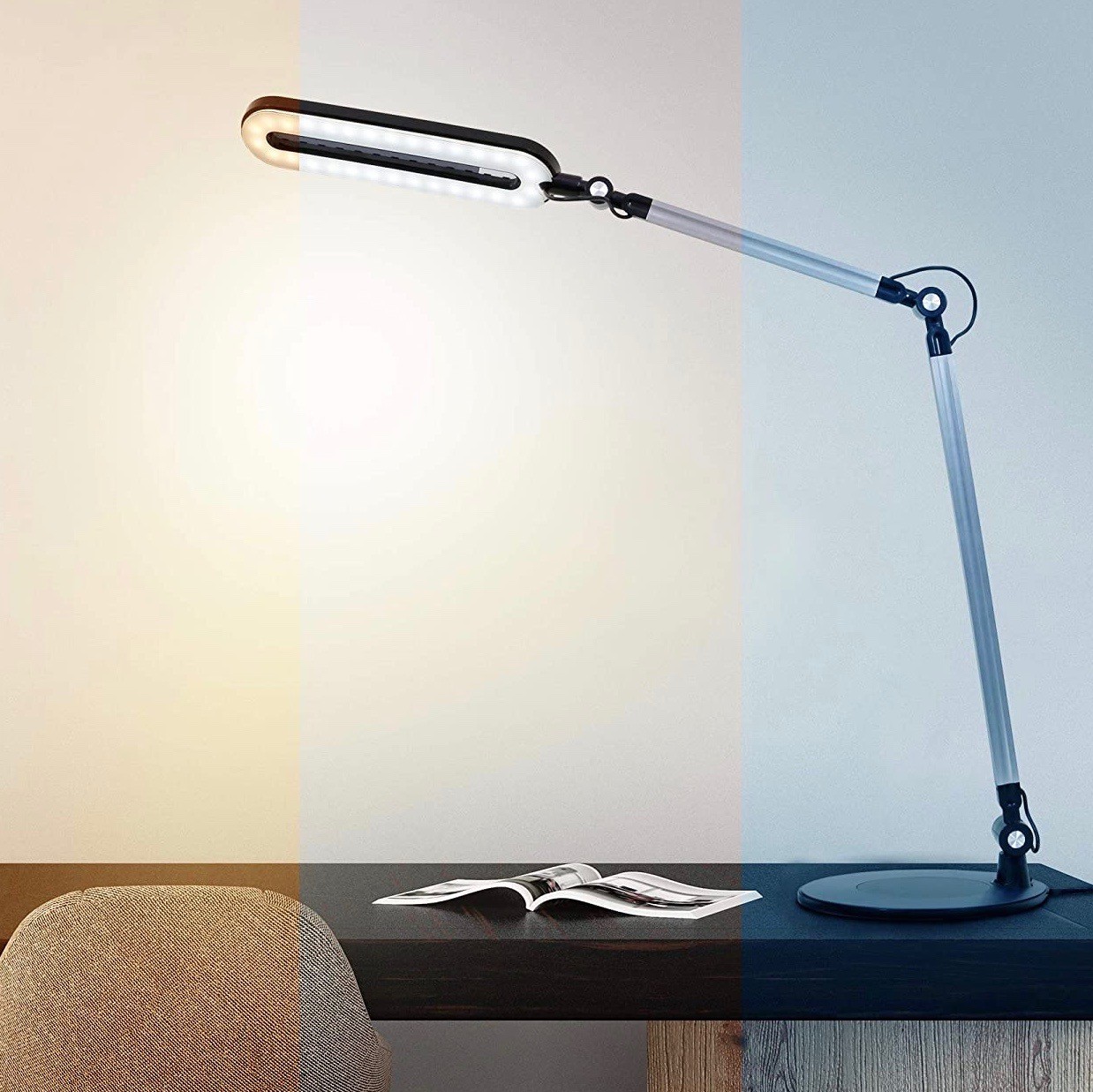 99,95 € Free Shipping | Technical lamp 51×20 cm. Adjustable and articulated light. touch control Pmma. Gray Color