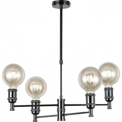 枝形吊灯 球形 形状 65×65 cm. 4个聚光灯 客厅, 饭厅 和 卧室. 优质的 风格. 金属. 黑色的 颜色
