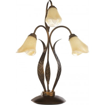 Lâmpada de mesa 6W 61×48 cm. 3 pontos de luz. Desenho floral Sala de estar, quarto e salão. Estilo clássico. Metais e Vidro