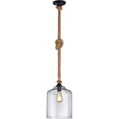 Lámpara colgante Trio 60W Forma Cilíndrica 150×25 cm. Comedor, dormitorio y vestíbulo. Estilo vintage. Cristal. Color marrón
