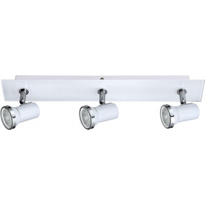 101,95 € Envoi gratuit | Projecteur d'intérieur Eglo 3W 3000K Lumière chaude. 46×7 cm. Spot triple orientable Acier et verre. Couleur blanc