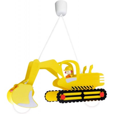 111,95 € Free Shipping | Hanging lamp 40W 60×25 cm. Double focus. Excavator Living room, dining room and lobby. Wood. Yellow Color