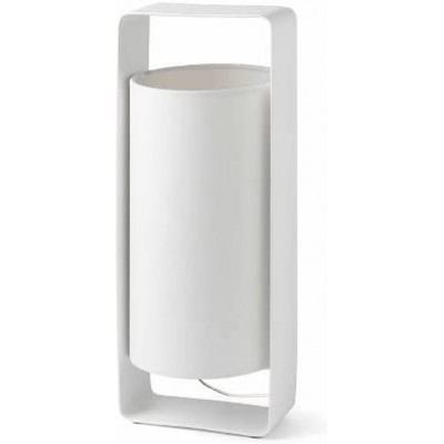 Lámpara de sobremesa 20W Forma Cilíndrica 40×16 cm. Salón, comedor y dormitorio. Acero, PMMA y Textil. Color blanco