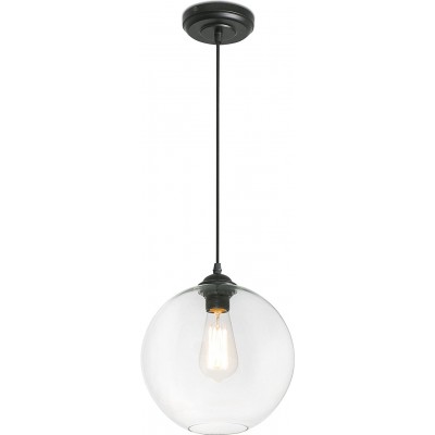 123,95 € 免费送货 | 吊灯 100W 球形 形状 Ø 27 cm. 客厅, 饭厅 和 卧室. 现代的 风格. 铝 和 水晶. 黑色的 颜色