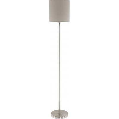 Lámpara de pie Eglo 60W Forma Cilíndrica 158×28 cm. Comedor, dormitorio y vestíbulo. Estilo moderno. Acero, Textil y Metal Niquelado. Color níquel