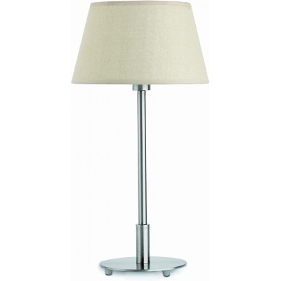 Lámpara de sobremesa 60W Forma Cilíndrica 50×25 cm. Comedor, dormitorio y vestíbulo. Estilo moderno. Aluminio, Metal y Textil. Color cromado