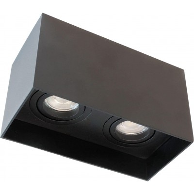 Внутренний точечный светильник Прямоугольный Форма 20×12 cm. Двойной регулируемый фокус Гостинная, кухня и офис. Современный Стиль. Алюминий. Чернить Цвет