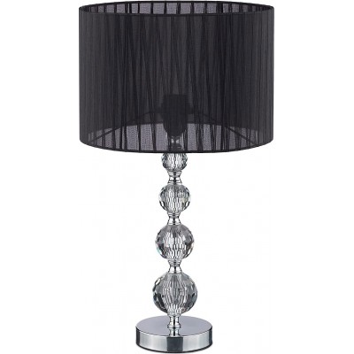 Lâmpada de mesa Forma Cilíndrica 54×30 cm. Sala de estar, sala de jantar e salão. Estilo moderno. Cristal, Metais e Têxtil. Cor preto