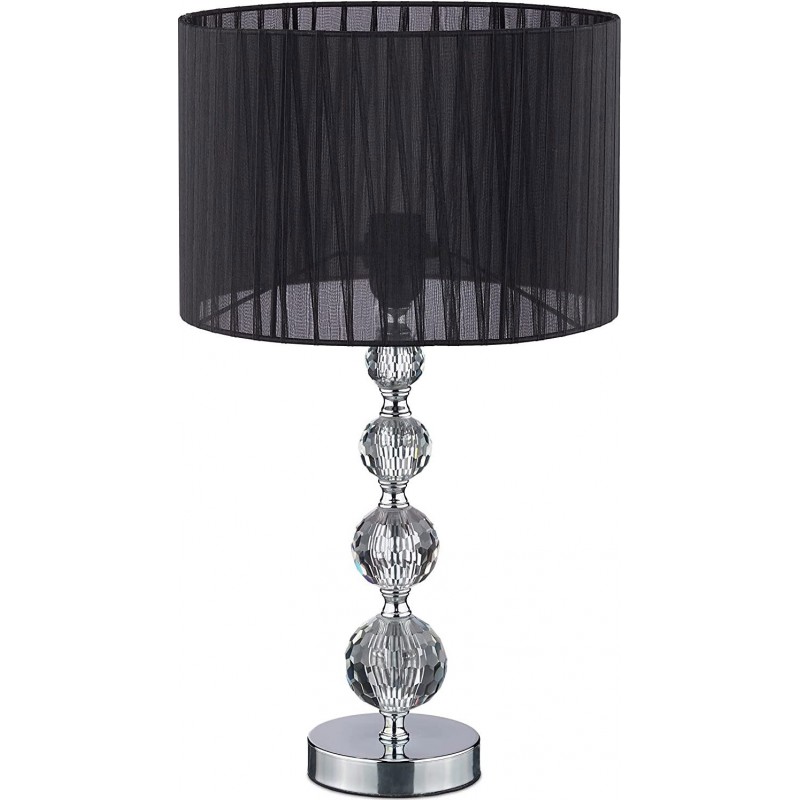 111,95 € Free Shipping | Table lamp Cylindrical Shape 54×30 cm. Living room, dining room and lobby. Modern Style. Crystal, Metal casting and Textile. Black Color
