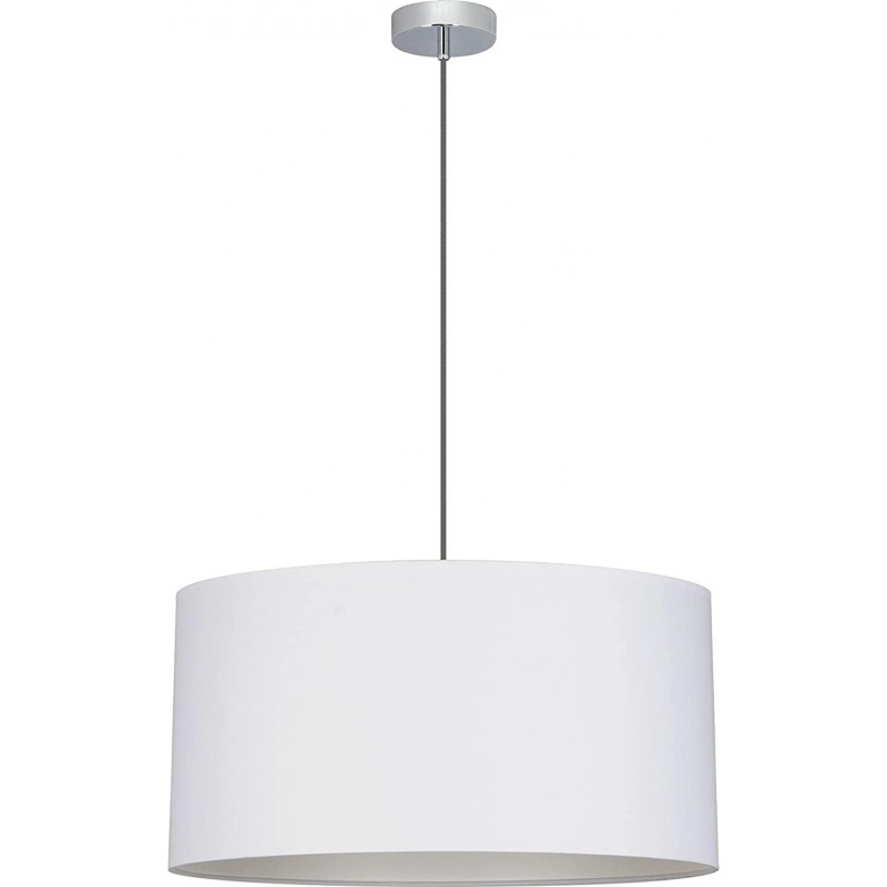 Lámpara colgante Forma Cilíndrica 130×50 cm. Salón, comedor y vestíbulo. Estilo retro. Metal y Textil. Color blanco
