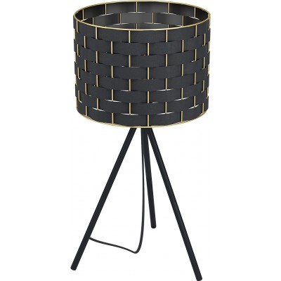 69,95 € Free Shipping | Table lamp Eglo 57×28 cm. Placed on tripod Metal casting, textile and brass. Black Color