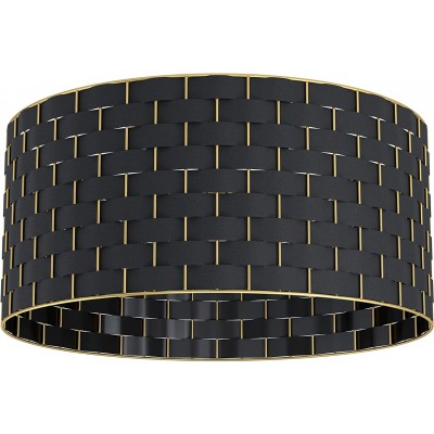 シーリングランプ Eglo 円筒形 形状 48×48 cm. ベッドルーム. 金属 そして 繊維. ブラック カラー