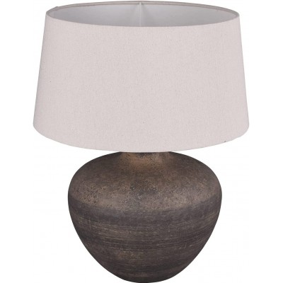 119,95 € Free Shipping | Table lamp Reality 60W Cylindrical Shape 46×38 cm. Living room, dining room and bedroom. Classic Style. Ceramic and Textile. Brown Color