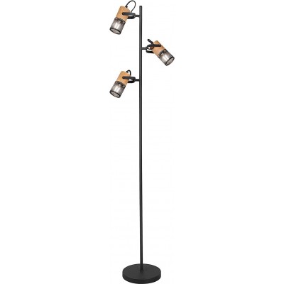 Lampada da pavimento Trio 15W Forma Cilindrica 150×23 cm. Triplo faretto orientabile Soggiorno, sala da pranzo e camera da letto. Metallo. Colore nero