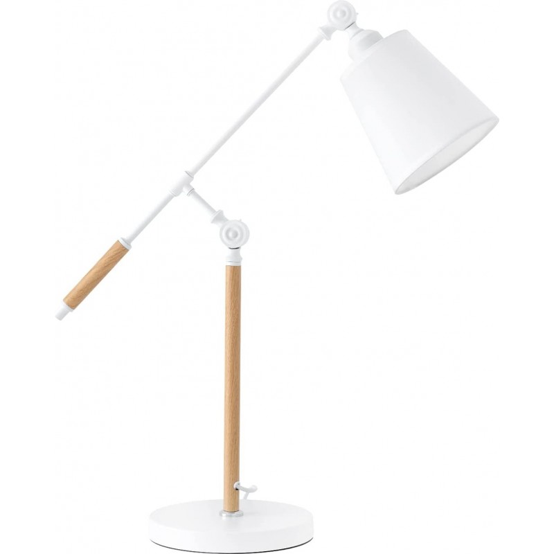 106,95 € Envío gratis | Lámpara de escritorio 40W Forma Cilíndrica 65×20 cm. Articulada Comedor, dormitorio y vestíbulo. Metal. Color blanco