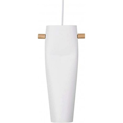 Lámpara colgante Forma Cilíndrica 40×19 cm. Salón, comedor y dormitorio. Estilo moderno. Metal y Madera. Color blanco