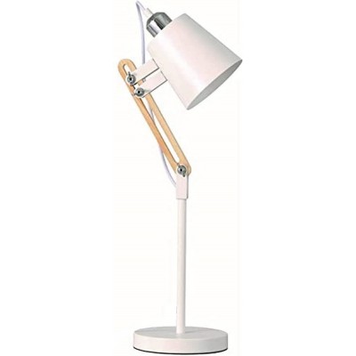 Lampada da scrivania 40W Forma Cilindrica 58×18 cm. Articolare. altezza regolabile Soggiorno, sala da pranzo e camera da letto. Metallo e Legna. Colore bianca