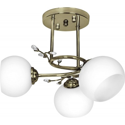 Deckenlampe 39×35 cm. Dreifacher Fokus Kristall. Golden Farbe