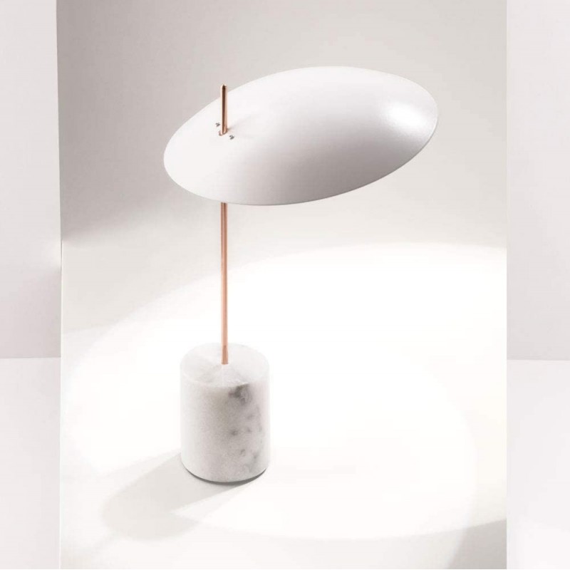 132,95 € Free Shipping | Table lamp 4W Round Shape 40×25 cm. Living room, dining room and lobby. Design Style. Steel, Aluminum and Marble. White Color