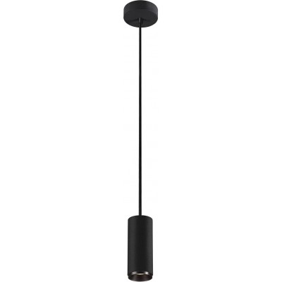 Lámpara colgante 10W Forma Cilíndrica 16×7 cm. Foco LED regulable Comedor, dormitorio y vestíbulo. Estilo moderno. Aluminio y PMMA. Color negro