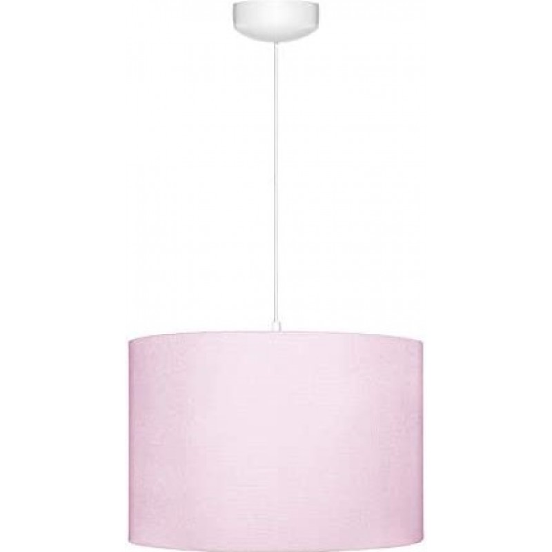 95,95 € Envío gratis | Lámpara colgante 60W Forma Cilíndrica 35×35 cm. Salón, comedor y dormitorio. Estilo clásico. Madera y Textil. Color rosa