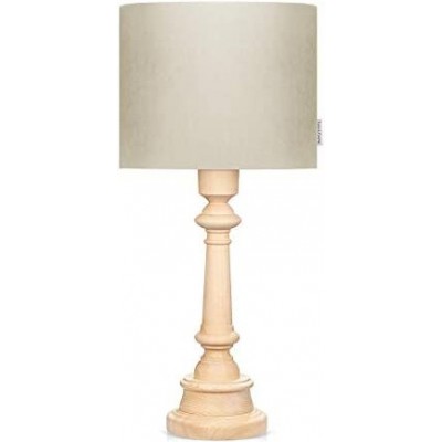 Lámpara de sobremesa 40W Forma Cilíndrica 55×25 cm. Comedor, dormitorio y vestíbulo. Madera. Color marrón