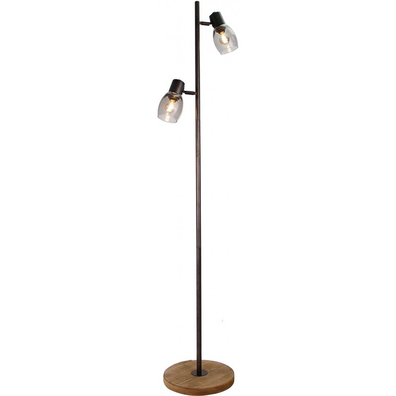 82,95 € Free Shipping | Floor lamp 40W Extended Shape 153×28 cm. Double focus Living room, dining room and lobby. Vintage Style. Crystal, Metal casting and Wood. Black Color