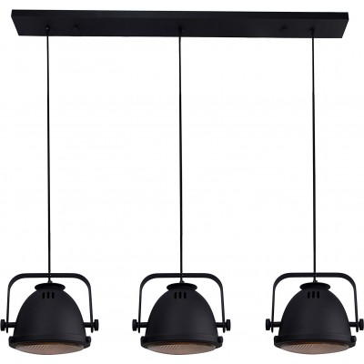 127,95 € Free Shipping | Hanging lamp 40W Conical Shape 123×100 cm. 3 points of light Living room, bedroom and lobby. Modern Style. Crystal and Metal casting. Black Color