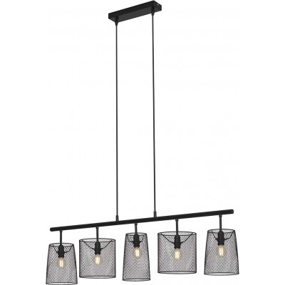 82,95 € Free Shipping | Hanging lamp 40W Cylindrical Shape 120×96 cm. 5 spotlights Living room, dining room and bedroom. Retro and vintage Style. Metal casting. Black Color