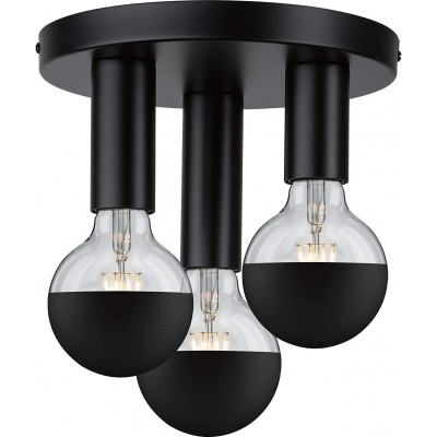 Deckenlampe Sphärisch Gestalten 24×24 cm. 3 Lichtpunkte Wohnzimmer und flur. Nordisch Stil. Metall und Glas. Schwarz Farbe