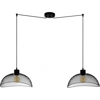 Lampe à suspension Eglo 60W Façonner Sphérique 139×110 cm. Double foyer Salle, salle à manger et hall. Acier. Couleur noir