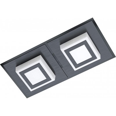 Ceiling lamp Eglo Square Shape 25×12 cm. Double focus Living room, dining room and lobby. Modern Style. PMMA. Black Color