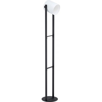 Lámpara de pie Eglo 40W Forma Rectangular 140×23 cm. Salón, comedor y dormitorio. Estilo industrial. Acero, Madera y Textil. Color negro