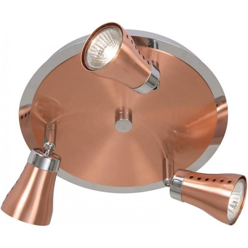 79,95 € Free Shipping | Indoor spotlight 50W Round Shape 25×23 cm. Triple adjustable spotlight Living room, dining room and lobby. Metal casting. Copper Color