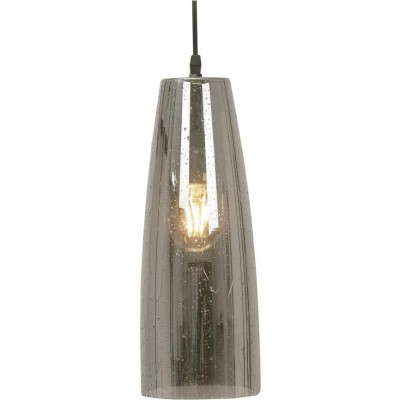 Lampada a sospensione 60W Forma Cilindrica 48×20 cm. Soggiorno, sala da pranzo e camera da letto. Bicchiere. Colore grigio