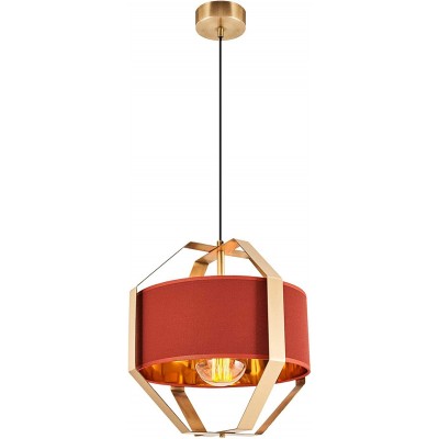 Lampada a sospensione 24W Forma Cilindrica 35×35 cm. Soggiorno, camera da letto e atrio. Metallo. Colore rosso