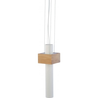111,95 € Free Shipping | Hanging lamp 25W Cylindrical Shape 42×13 cm. Dining room, bedroom and lobby. Metal casting and Wood. White Color